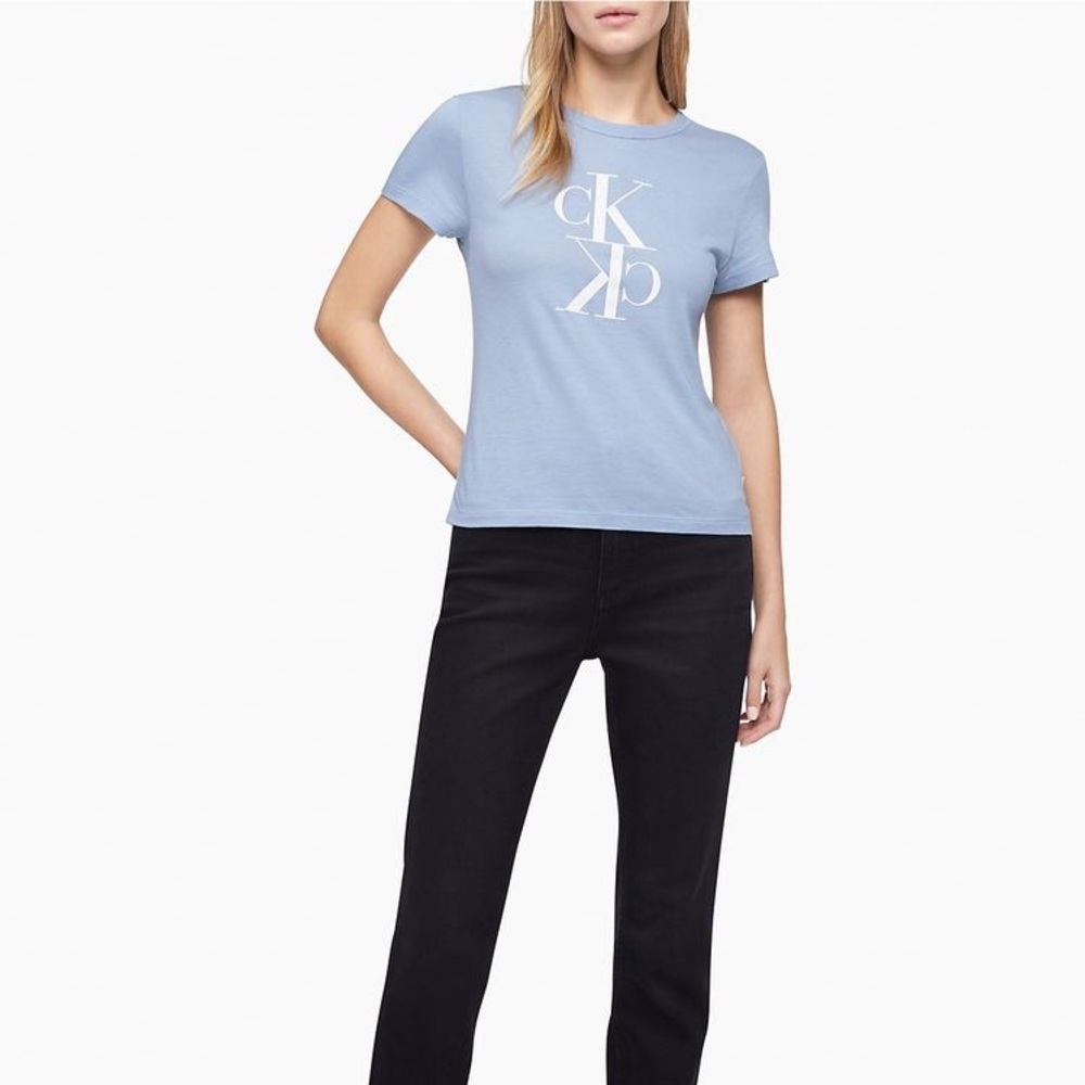Calvin Klein Jeans Mirror Monogram Logo Crewneck T-shirt baby blue XS